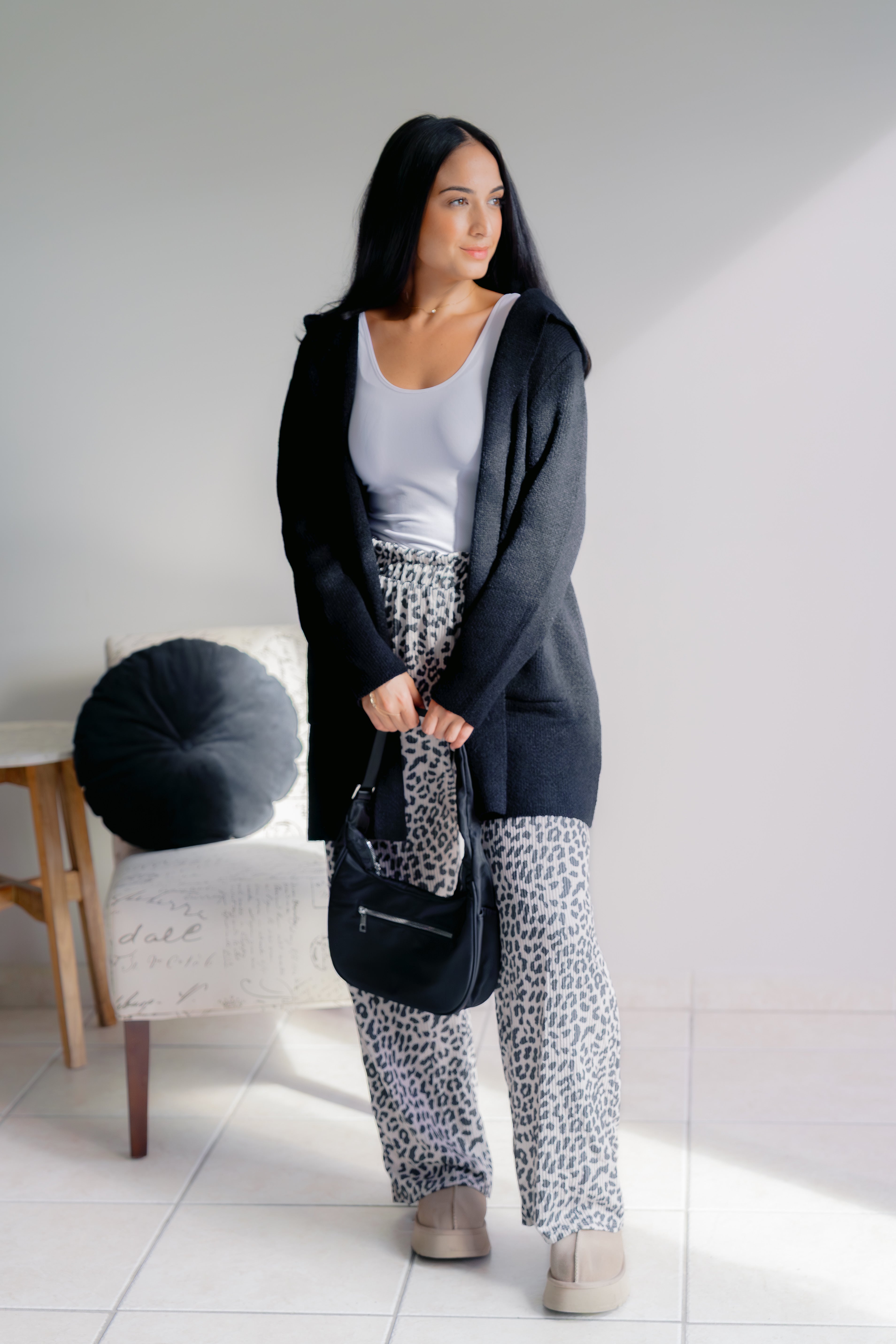 Obsidian Veil Hooded Sweater Cardigan